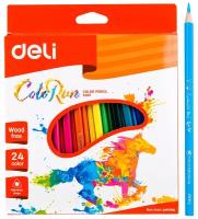 Карандаши цветные Deli ColoRun EC00120 трехгранные пластик 24цв. коробка/европод