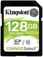 Карта памяти SDXC UHS-I U3 Kingston Canvas Select Plus 128 ГБ, 100 МБ/с, Class 10, SDS2/128GB, 1 шт., без адаптера