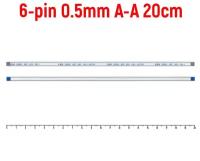 Шлейф FFC 6-pin Шаг 0.5mm Длина 20cm Прямой A-A AWM 20624 80C 60V VW-1