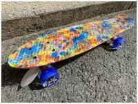 Penny Board / Пенни Борд 22 Акварель на светящихся колесах Fish Board Скейт