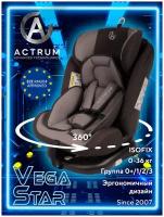 Детское автокресло поворотное ACTRUM Vega Star, Цвет серый / Isofix / Группа 0+/1/2/3 / 0-36кг / 0-12лет