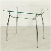 Стеклянный кухонный стол Вокал 10 прозрачный/хром (700х600 мм)