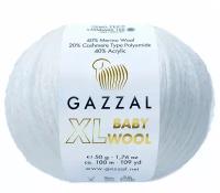 Пряжа Gazzal "Baby Wool XL", 100 м/50 гр, (801 белый)