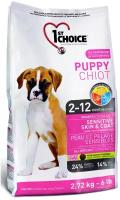 Сухой корм 1st CHOICE Puppy All Breeds Sensitive Skin & Coat для щенков всех пород с чувствительной кожей и шерстью, ягнёнок, рыба и рис, 2,72 кг