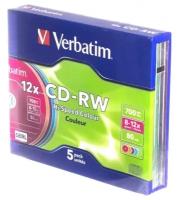 Диск Verbatim 43167 CD-RW 80 8-12x SL/5 Color