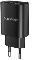 Сетевой адаптер питания Borofone BN2 Super Fast Black зарядка 2.1А Quick Charging 2 USB-порта, черный