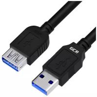 GCR Удлинитель 2.0m USB 3.0, AM/AF, черный