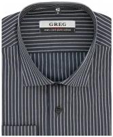 Рубашка мужская длинный рукав GREG 331/111/7428/1p, Прямой силуэт / Сlassic fit, цвет Серый, рост 174-184, размер ворота 41