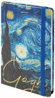 Блокнот / записная книжка / тетрадь для записей, рисования с резинкой в клетку 96л, А5 145х203, твердая обложка с фольгой, Brauberg, Van Gogh