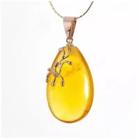 Подвеска Amberprofi, серебро, 925 проба, золочение, янтарь