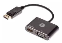 Кабель-переходник DisplayPort(M) ---> HDMI(F)+VGA(F)4K@30Hz VCOM Allum shell