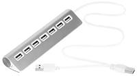 USB Hub 2.0 на 7 портов, Plug&Play, silver + дополнительное питание