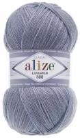 Пряжа Alize Lanagold 800, 49 % шерсть, 51 % акрил, 100 г, 800 м, 5 шт., 221 светлый джинс меланж 800 м