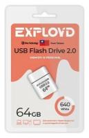 Флеш-накопитель USB 2.0, 64GB Exployd 640, белый (EX-64GB-640-White)