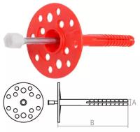 Дюбель для теплоизоляции 10х100 мм с металлическим гвоздем термоголовка STARFIX 100 штук (SMW1-54090-100)
