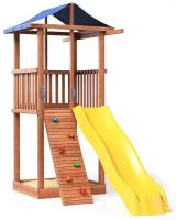 Детский игровой комплекс спортивный уличный для дачи во двор с горкой песочницей и скалодромом СГ4-тент