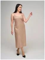 Платье-комбинация DiSORELLE, атлас, полуприлегающее, миди, открытая спина, подкладка, размер 54, розовый/золото