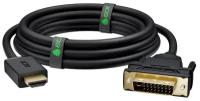 GCR Кабель 1.8m HDMI-DVI черный, OD8.0mm, 28 AWG, позолоченные контакты, 19M / 25M Dual Link, тройной экран