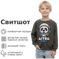 Свитшот "ASTRO PANDA", размер 122, цвет-хаки, для мальчика, без начеса