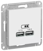 Schneider Electric Механизм розетки USB ATLAS DESIGN 5В 1порт х 2.1А 2порта х 1.05А бел. SchE ATN000133