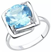 Кольцо Diamant, серебро, 925 проба, родирование, топаз