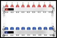 Коллекторная группа с расходомерами VARMEGA 9 выходов нерж. сталь VM15109