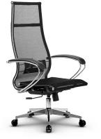 Кресло офисное метта "К-7" хром, прочная сетка, сиденье и спинка регулируемые, черное