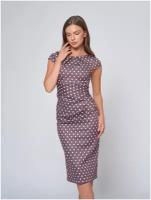 Платье хлопковое кофейное в горошек, 1001dress, размер 42, 0100204BR08