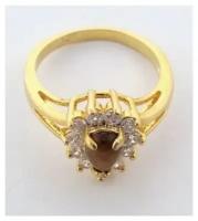 Кольцо помолвочное Lotus Jewelry, тигровый глаз, размер 16, коричневый