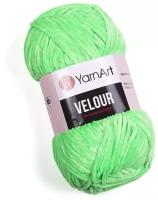 Пряжа для вязания YarnArt Velour (ЯрнАрт Велюр) - 1 моток 861 ярко-зеленый, фантазийная, плюшевая для игрушек 100% микрополиэстер 170м/100г