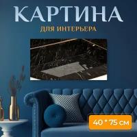 Картина на холсте "Кафельная плитка, мрамор, пол" на подрамнике 75х40 см. для интерьера