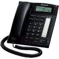 Телефон проводной Panasonic KX-TS2388RUB, громкая связь, экран, черный