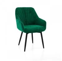 Кресло Софи, DecoLine, каркас чёрный, велюр искусственный, тк. коллекции Nella зелёный 089