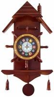 Бильярдные настенные деревянные часы Избушка 33×66 см
