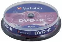 Диск DVD+R Verbatim 4.7Gb 16x AZO 10 шт. cake box