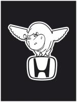 Наклейка на авто "Хонда с крылатым бегемотом" 17х16 см