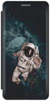 Чехол-книжка на Oppo A54, Оппо А54 c принтом "Космонавт" черный