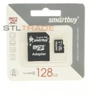 SB128GBSDCL10-01, карта памяти Micro SDXC 128GB Class 10, с адаптером, SmartBuy