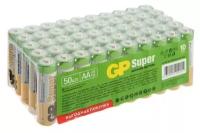 Батарейка алкалиновая GP Super, AA, LR6-50BOX, 1.5В, набор, 50 шт