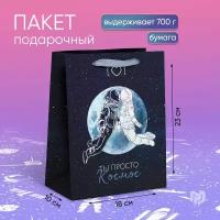 Пакет подарочный вертикальный «Ты просто космос», 18 х 23 × 10 см