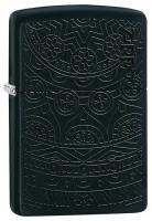 Оригинальная бензиновая зажигалка ZIPPO 29989 Tone on Tone Design с покрытием Black Matte - Тон в Тон