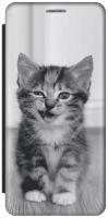 Чехол-книжка на Apple iPhone SE / 5s / 5 / Эпл Айфон 5 / 5с / СЕ с рисунком "Котенок с ухмылкой" черный