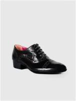 Женские туфли, G. Benatti, модель Броги, натуральная кожа- наплак, черный цвет, шнурки, размер 37