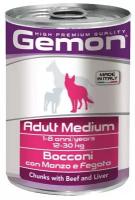 GEMON DOG ADULT MEDIUM для взрослых собак средних пород с кусочками говядины и печенью 415 гр (415 гр х 24 шт)