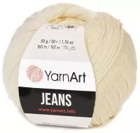 Пряжа YarnArt Jeans экрю (03), 55%хлопок/45%акрил, 160м, 50г, 1шт