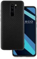 ROSCO Чехол карбон для Xiaomi Redmi Note 8 Pro (Сяоми Редми Ноут 8 Про, Нот 8 Про) тонкий, надежно лежит в руке, силикон чехол черный