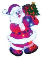 Светодиодное панно «Дед Мороз с ёлочкой», 50,5 см, 35 двухцветных светодиодов (красный + синий), для использования внутри помещений