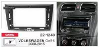 Рамка Carav для магнитолы 2din для Volkswagen Golf 6 2008-2015, 9 дюймов, Черный