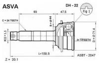 Шрус наружный 19x44x24 Asva DH22 Daihatsu: 19*44*24 4341087270 4341087271 4341087278 4342087256 4341087277 Daihatsu