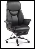 Компьютерное кресло для руководителя Norden Парламент / (black) сталь + хром / черная экокожа
